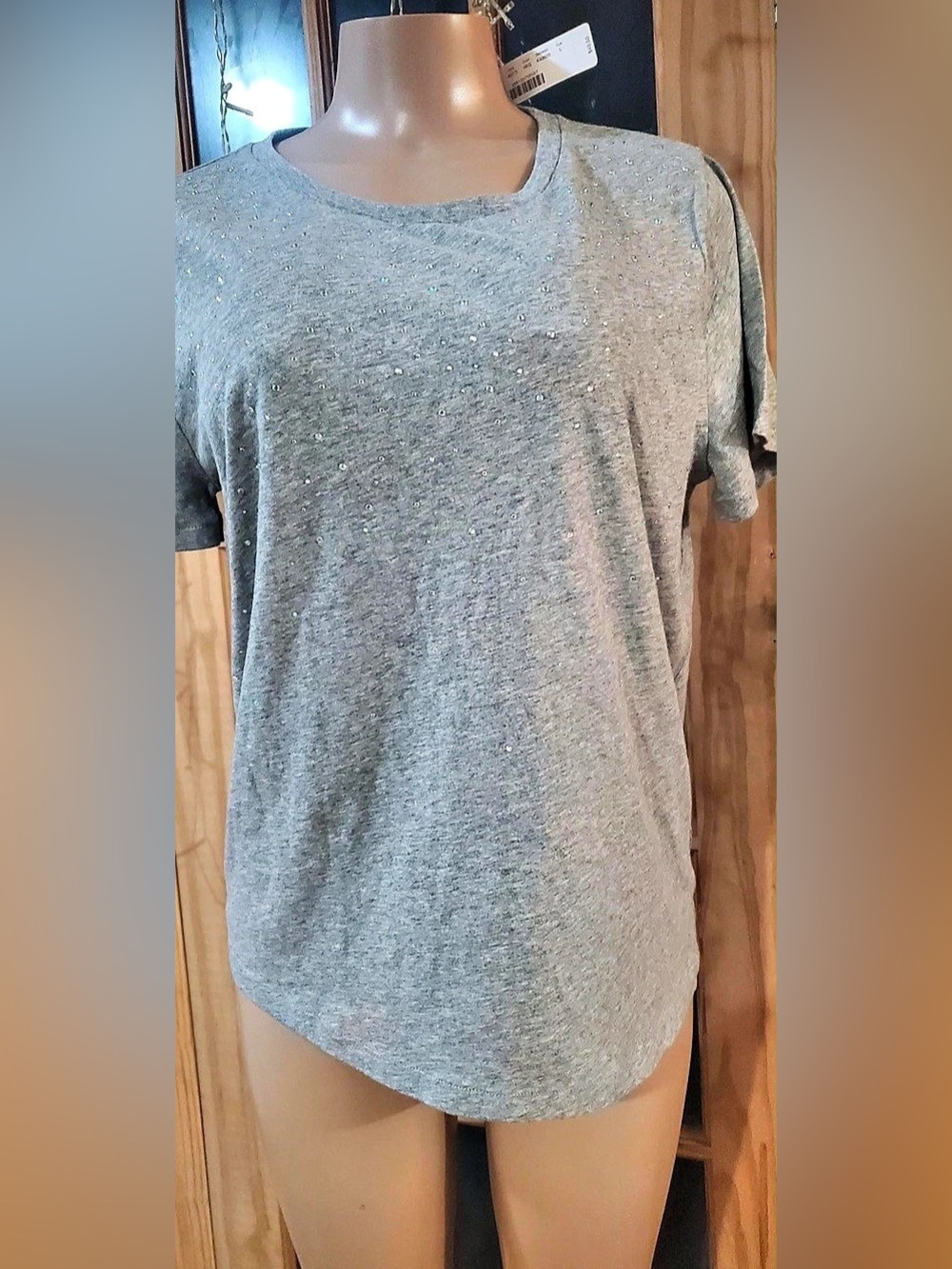 J.Crew Sequin Short Sleeve Tee in Gray Size Large NWT